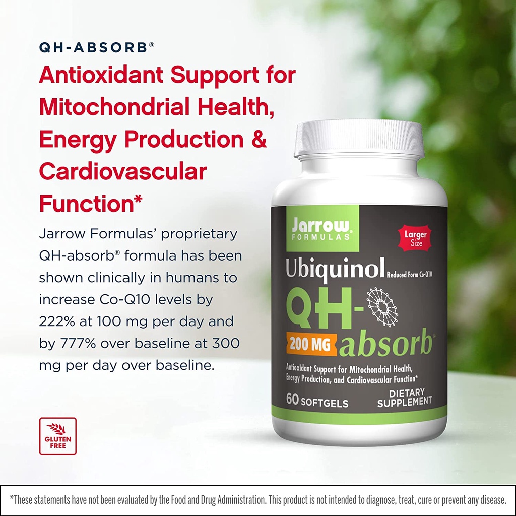 ยูบิควินอล Jarrow Formulas Ubiquinol CoQ10 QHAbsorb 200 mg โคเอนไซม์