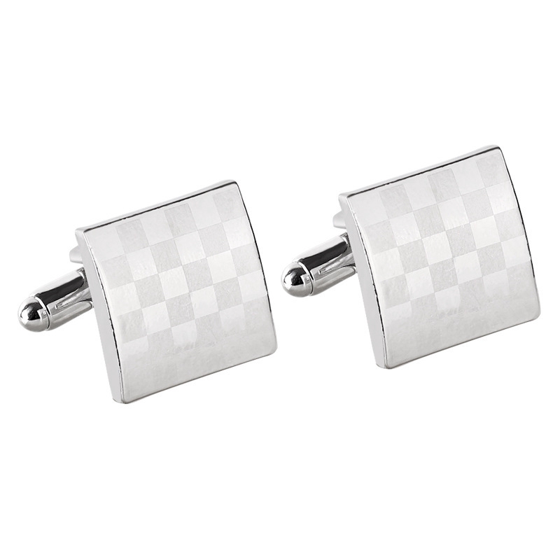 Cross-border Hot-selling Cufflinks Fashion Men's French Business Shirt Laser Plaid Cuff Buckle Cuff 