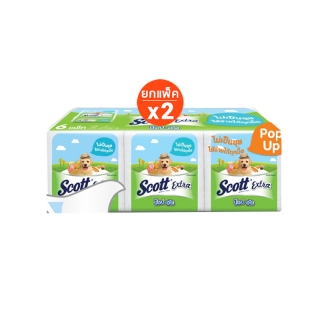 สก๊อตต์ เอ็กซ์ตร้า ทิชชู่ป๊อปอัพ หนา 2ชั้น ขนาด 86 แผ่น 6 แพ็ค SCOTT EXTRA Pop Up Tissue 2 Ply 86 Sheets 6 Packs (เลือกจำนวนได้)