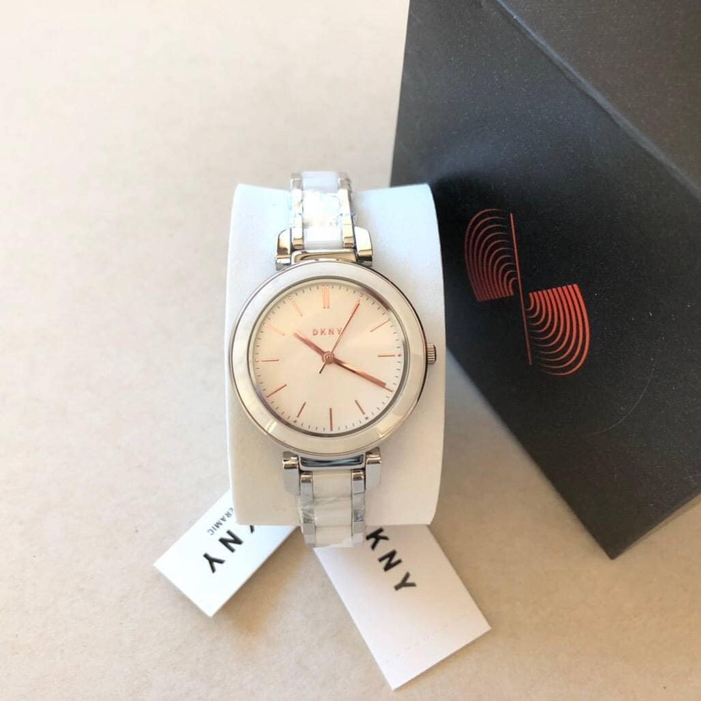 พร้อมส่ง นาฬิกาข้อมือผู้หญิง DKNY Women's Ellington Stainless-Steel and White Ceramic Watch NY2588