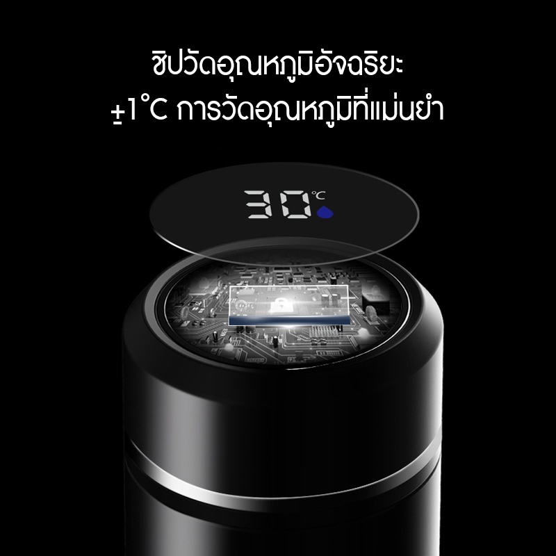 JJdaily2_Shop ขวดน้ำสแตนเลส กระติกน้ำอัจฉริยะสุดไฮเทค สแตนเลส 500ml เก็บความร้อน พร้อมส่ง A156 รูปที่ 3