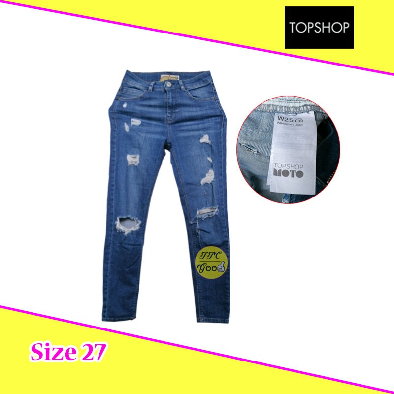 มีของพร้อมส่ง✌️ กางเกงยีนส์ขายาว วินเทจ กางเกงยีนส์ผู้หญิง Size27 ยี่ห้อTOPSHOP  ของแท้ มือสอง !👇โปรดอ่านก่อนสั่งซื้อ👆!