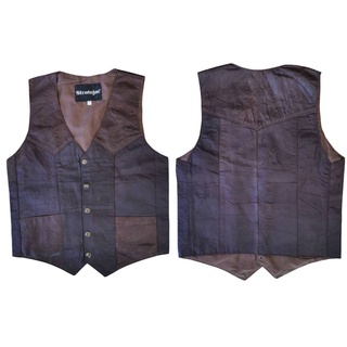 เสื้อกั๊กหนังแท้ แนววินเทจ สไตล์ย้อนยุค Leather waistcoat Vest Jacket (ฺฺBlazer)