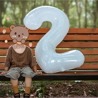 🇹🇭ลูกโป่งฟอยล์ตัวเลขสีขาว32นิ้ว40นิ้ว ลูกโป่งตัวเลข