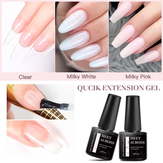 MEET ACROSS สีทาเล็บเจล โปร่งใส สีชมพู เล็บเจลยาว ขยาย รวดเร็ว UV Nail Gel Polish สีทาเล็บกึ่งเจล เครื่องมือทําเล็บ 7ml