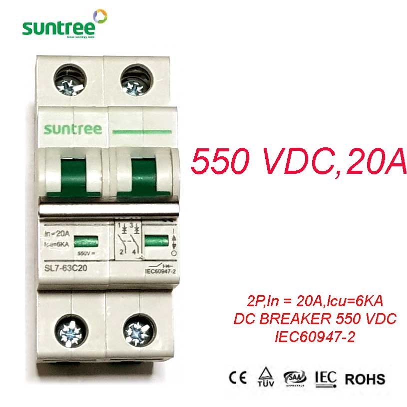 DC Breaker เบรกเกอร์ดีซี SUNTREE พิกัดกระแส 20A 550V