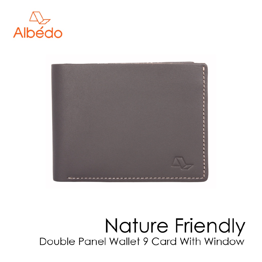 [Albedo] DOUBLE PANEL WALLET 9 CARD WITH WINDOW กระเป๋าสตางค์หนังแท้ฟอกฝาด รุ่น NATURE FRIENDLY - NF06279