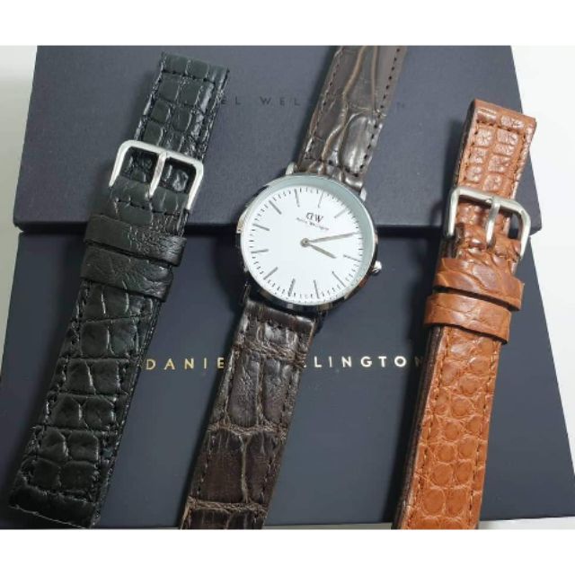 GQ watch สายนาฬิกา หนังจระเข้แท้ สำหรับ นาฬิกา DW Seiko Casio wristwatch strap genuine leather