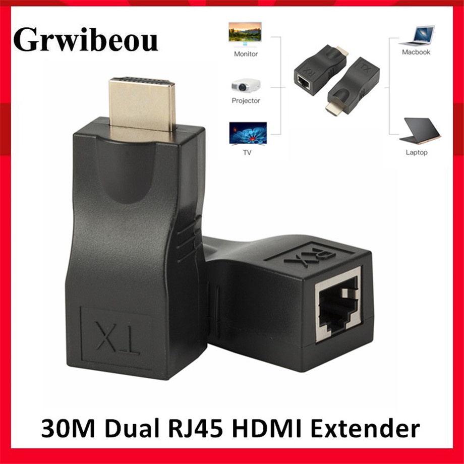 Grwibeou สายเคเบิลขยาย HDMI เป็น 30 เมตร CAT5e 6 UTP LAN RJ45 พอร์ตเครือข่าย LAN