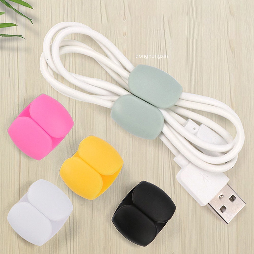 คลิปจัดเก็บสายเคเบิ้ล หูฟัง สายชาร์จ USB ทรงกลม 4 ชิ้น ราคา ถูกที่สุด ดีลบีเคเค
