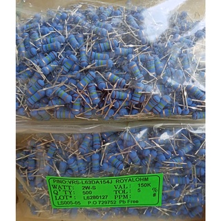 (50ชิ้น)  150k 2w 5
% 2วัตต์ 150เค  ค่าผิดพลาด+-5% เมทอลออกไซด์ ตัวต้านทาน Resistor