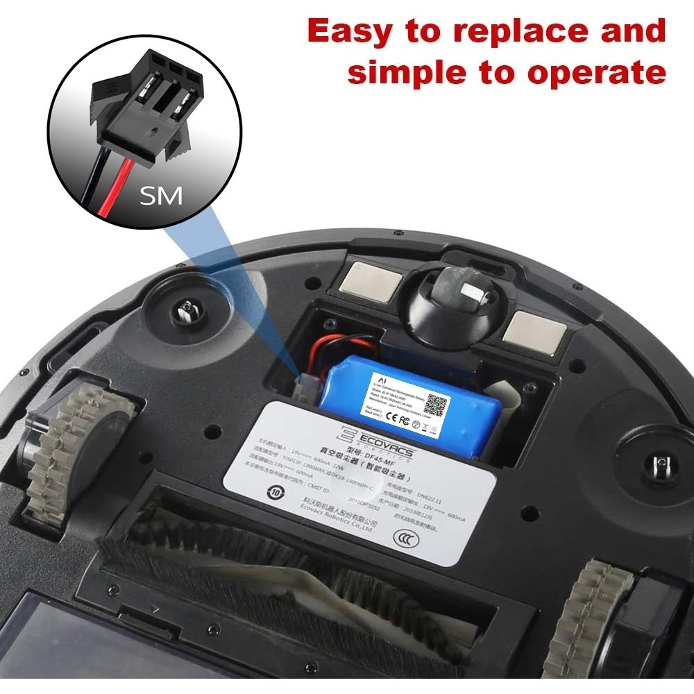 Battery 2026 แบตเตอรี่หุ่นยนต์ดูดฝุ่น Battery Li-ion 2600mAh 14.8V For Petvac360,Ecovac,Deebot,Eufy RoboVac,Tesvor รูปที่ 5