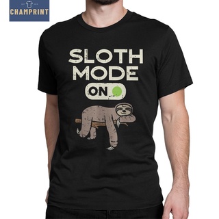 เสื้อยืดแขนสั้น ผ้าฝ้าย 100% พิมพ์ลายสัตว์ตลก Sloth Mode On สําหรับผู้ชาย