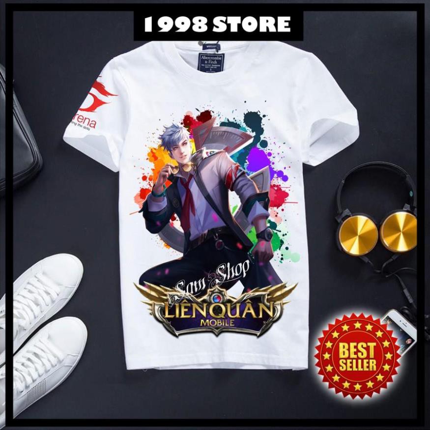 เสื้อ Lien Quan สีขาว คอกลม ผ้าฝ้าย Tulen สุดเท่สําหรับโรงเรียน