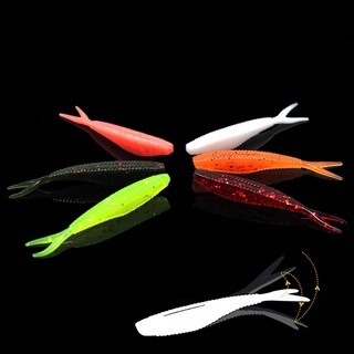 เหยื่อตกปลา ปลายาง 6cm double tail rubber bait