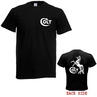 ถูกสุดๆGood Quality Colt Logo Symbol Guns Firearms MenS Black Tshirts Size Xs To 3Xlรหัสเต็ม