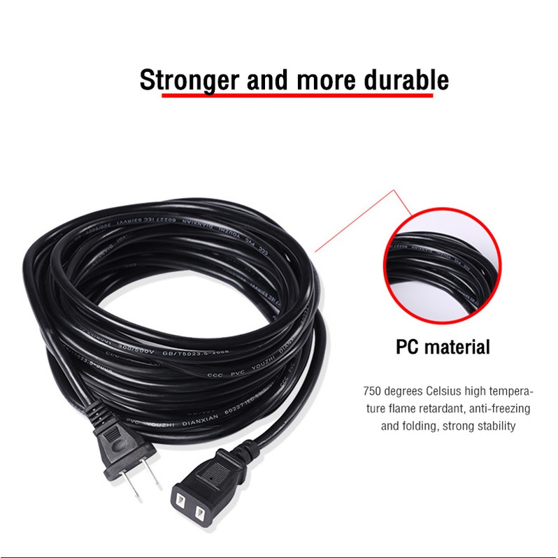iRemax power extension cord สายไฟต่อปลั๊กสองตัว สายไฟต่อสองรูกำลังสูง สายไฟในครัวเรือน 2500W