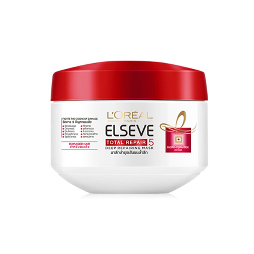 L'Oreal Paris Elseve Total Repair 5 Mask 200 ml. ลอรีอัล มาสก์ผมเสียกลับมาสวยเกิน100% loreal 8108