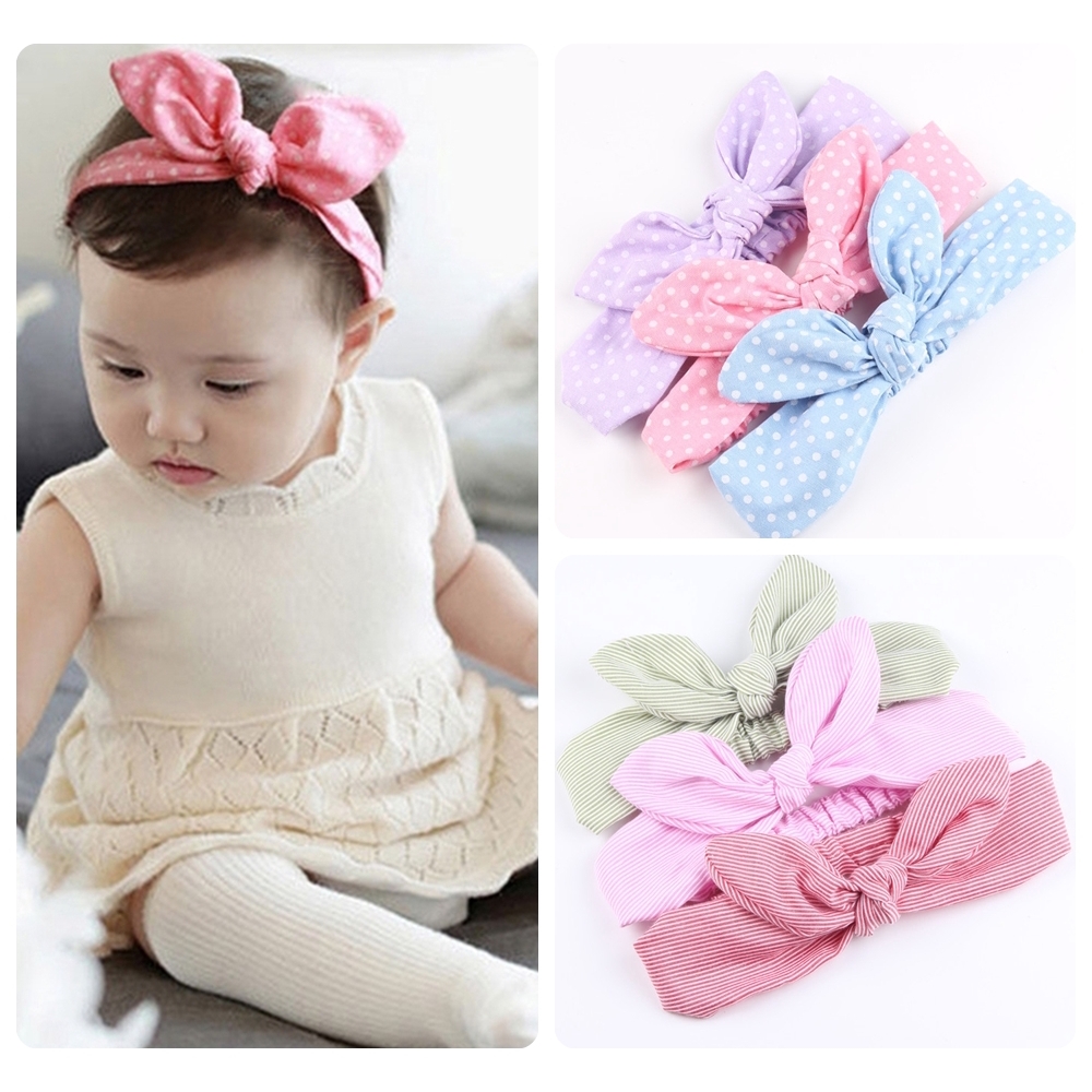 HB073 ผ้าคาดผมเด็ก โบว์กระต่าย พร้อมส่งจากไทย