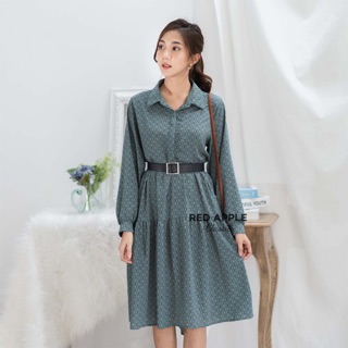 **NEW**Dress ลายโซ่สีเขียว