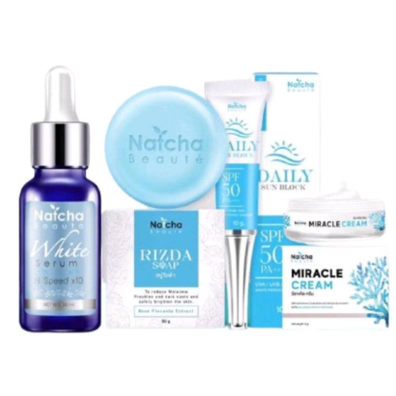 Natcha MIRACLE CREAM ณัชชามิราเคิลครีม +เซรั่มณัชชา Natcha serum+สบู่+กันแดด Natcha(ณัชชา) ครบเซ็ท4