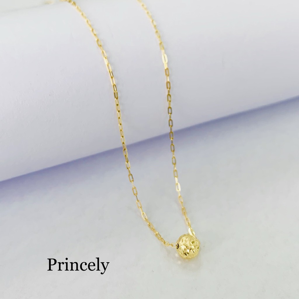 Princely สร้อยคอทองเคแท้ 9K ลายโซ่ฝรั่งพร้อมจี้บอลทอง18k