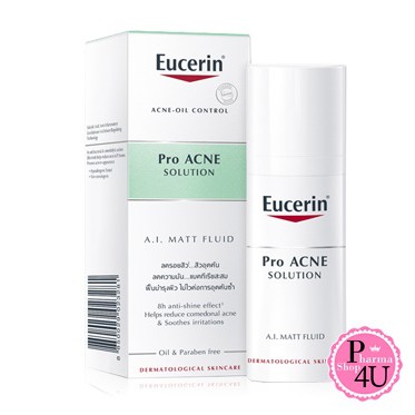 Eucerin Pro ACNE SOLUTION A.I. MATT FLUID 50 ml ลดรอยสิว สิวอุดตัน คุมมันถึง 8 ชม.#6255