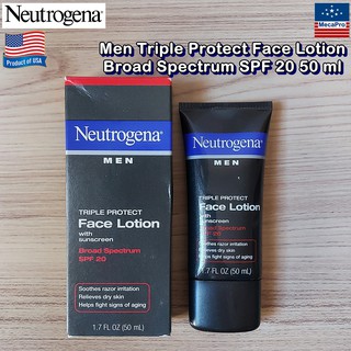 Neutrogena® Men Triple Protect Face Lotion Broad Spectrum SPF 20 50mL นูโทรจีนา โลชั่น บำรุงผิวหน้า กันแดด สำหรับผู้ชาย