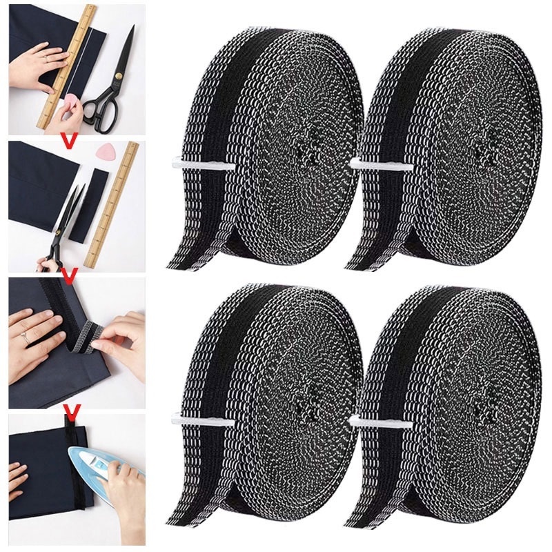 เทปกาวในตัว สําหรับเย็บขอบกางเกง ขา สั้นลง เครื่องมือเย็บผ้า เทปแปะ รีดบนกางเกงยีน เสื้อผ้า ความยาวสั้นลง - รูปที่ 4