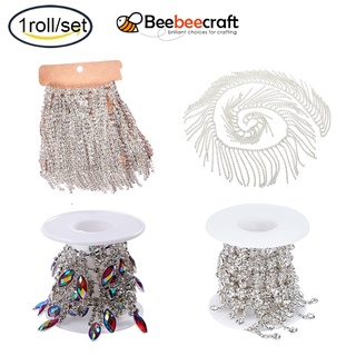 Beebeecraft ริบบิ้นคริสตัล ประดับเพชรเทียม 1 หลา พร้อมการ์ดแสดง สําหรับงานแต่งงาน เจ้าสาว สร้อยคอ ปาร์ตี้