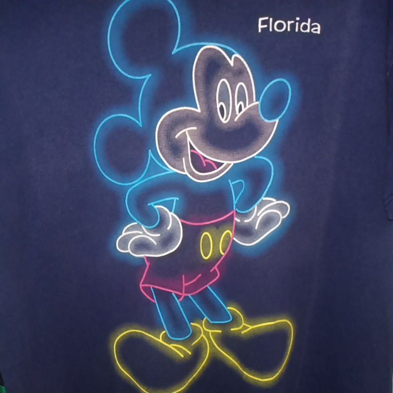 เสื้อยืด Vintage Usa เรืองแสง Mickey Mouse Florida 90S' OverSize M  อก22/ยาว29