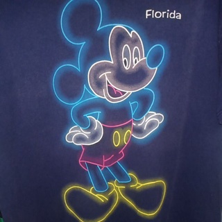 เสื้อยืด Vintage Usa เรืองแสง Mickey Mouse Florida 90S OverSize M  อก22/ยาว29