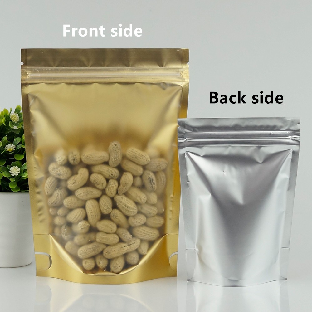 Stand Up Translucent Inner Golden Matte Aluminium Foil Zip Lock Bag ...