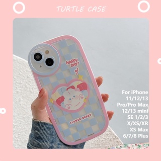 [พร้อมส่ง] เคสโทรศัพท์มือถือ ลายดอกไม้ กระต่าย ทรงกลม สําหรับ Apple iPhone 14 13 12 11 PROMAX XS XR XSMAX SE2020 6 7 8PLUS MINI