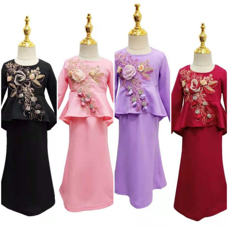 เด็กผู้หญิง Mooda Raya Baju Kurung Raya Sedondondon Sister and Sister Slave Girl, Baju Kurung Slave,