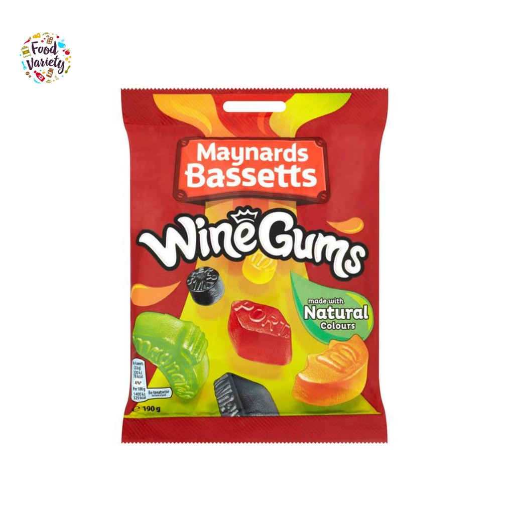 Maynards Bassetts Wine Gums Bag 165g เมย์นาร์ด บาสเซ็ต ไวน์กัมส์ 165 กรัม