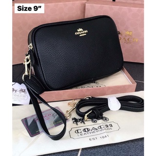 พร้อมส่ง กระเป๋า ขนาด 9 นิ้ว กระเป๋า2ซิป coach กระเป๋าสะพายข้าง ใส่กระเป๋าสตางค์ใบยาวได้ crossbody bag โค้ช