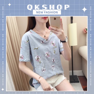 QKshop 💓🌸โอ๊ยยยยยยย แซ่บมากแม่เสื้อยืดคอวีทรงดีงามมากสกรีนลายสวยๆ งานดีเว่อร์ ใส่สบายสุดๆใส่ไปไหนก็ปังปั๊วม๊วกกกก ☄️