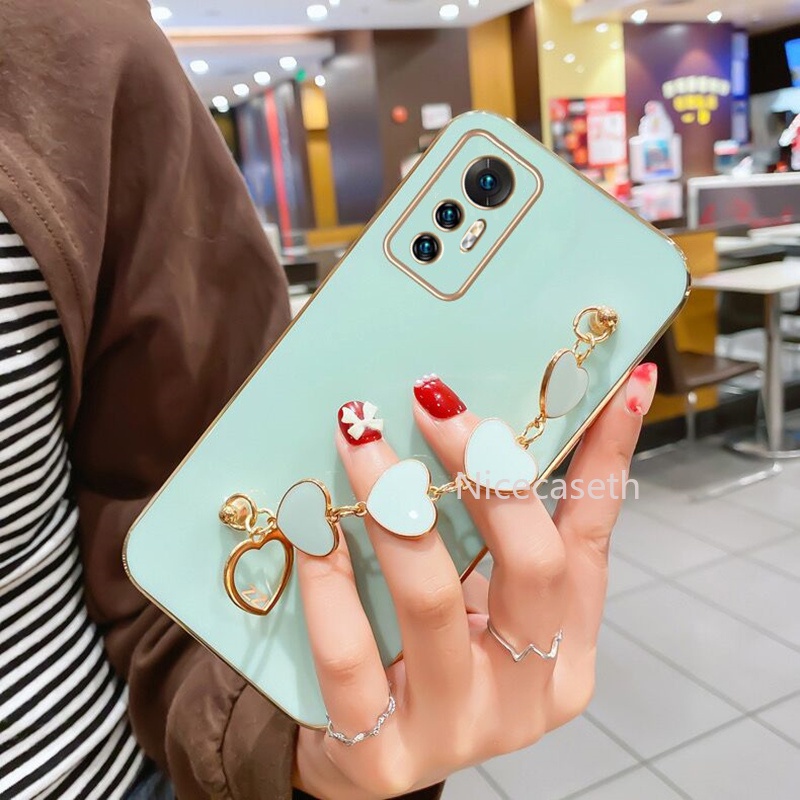 New เคส Xiaomi 12 Pro Redmi Note 11S 11 Pro 5G 4G Straight Edge Phone Case เคสโทรศัพท Phone Soft Back Cover with Love Bracelet Easy To Carry #8