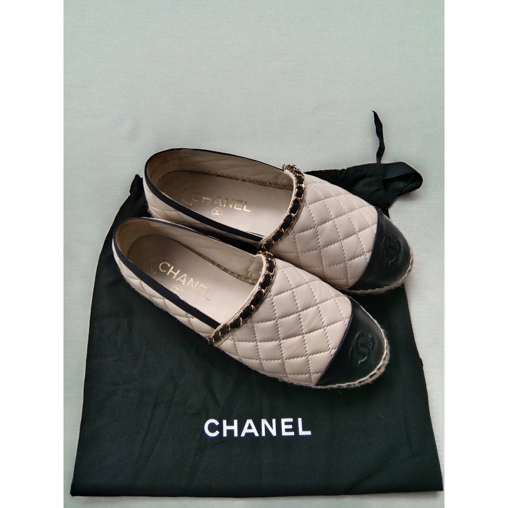 Chanel Woven Chain Espadrilles ปี 21 รองเท้าแบรนด์เนมแท้ รองเท้าผู้หญิง