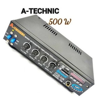 แอมป์ขยายเสียงA-TECHNICรุ่น MODEL:108 กำลังขับ500W รับสัญญาณบลูทูธUSB/SD card/FM/MIC/AUX ใช้ไฟ 220v ได้/ใช้ไฟ 12 v ได้**