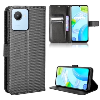 Realme Narzo 50i Prime Phone Holder Stand Case Realme Narzo 50i Prime เคส เคสฝาพับ Wallet PU Leather Back Cover