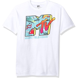 เสื้อยืดแฟชั่น เสื้อยืดผู้ชายแฟชั่น MTV Mens Retro Logo T-Shirt men เสื้อ ยืด ผู้ชาย คอกลม โอเวอร์ ไซส์