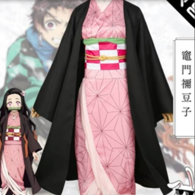 Nezuko KIMETSU NO YAIBA HAORI YUKATA KIMONO คอสเพลย์ญี่ปุ่น COSTUME เสื้อผ้าสามารถปรับแต่งได้