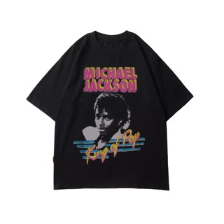 เสื้อยืด พิมพ์ลายวงดนตรี Michael Jackson Jackson King of Pop โอเวอร์ไซซ์ สไตล์วินเทจ มี 2 สีให้เลือก