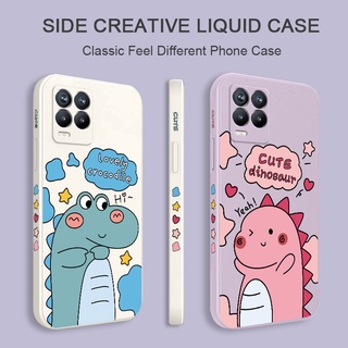 เคสโทรศัพท์มือถือ ซิลิโคน ลายไดโนเสาร์น่ารัก มีลายด้านข้าง สําหรับ Realme 8 8i Pro 4G 5G