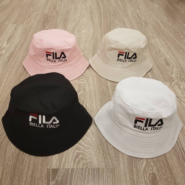 หมวกบักเก็ต FILA fashion หมวกตกปลาปักลายสไตล์เกาหลีสําหรับผู้ชายและผู้หญิง unisex