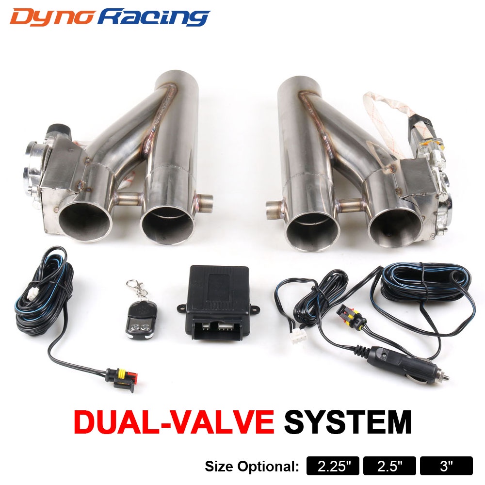 2.25 2.5 3 Double Electric Exhaust Cutout Kit Y pipe Exhaust Control Valve With Dual Valve