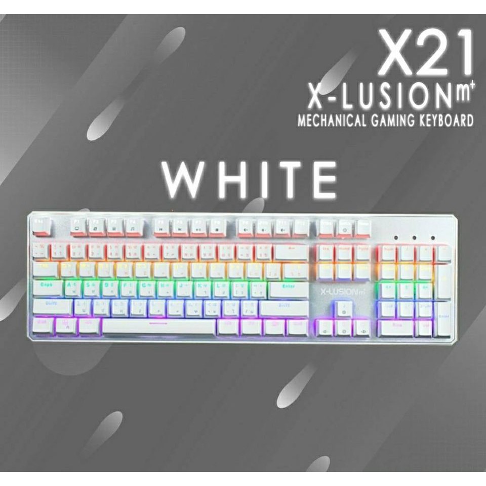 NUBWO X21 X-LUSION m+ White BIUESWITCH ชมพูขาว MECHANICAL GAMING KEYBOARD คีย์บอร์ดแมคคานิคคอล