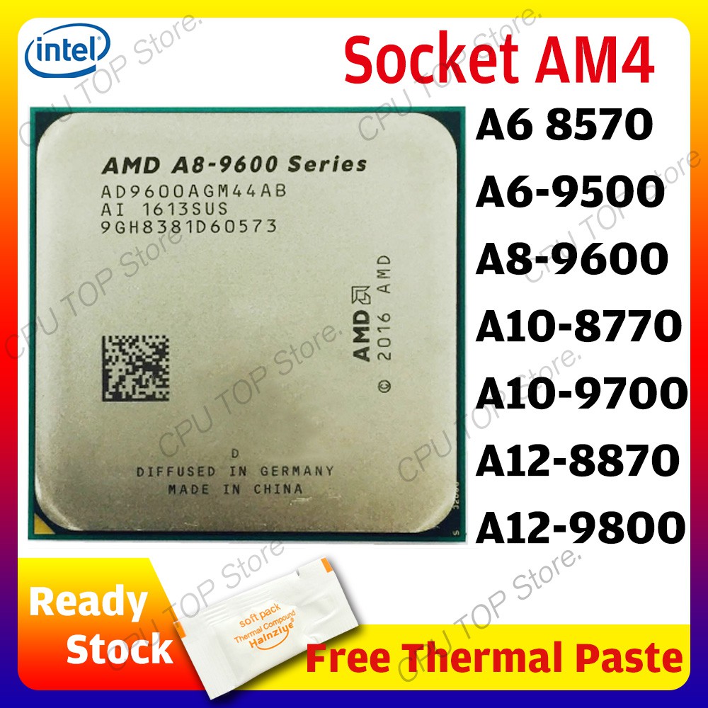 ⚡️ ซ็อกเก็ต AMD AM4 A6 9500 8570 8580 A8 9600 E A12 8870 9800 A10 8770 9700 E AM4 Quad Core CPU